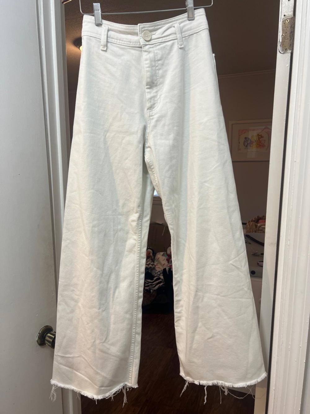 Zara White Wide Leg Flare Jeans